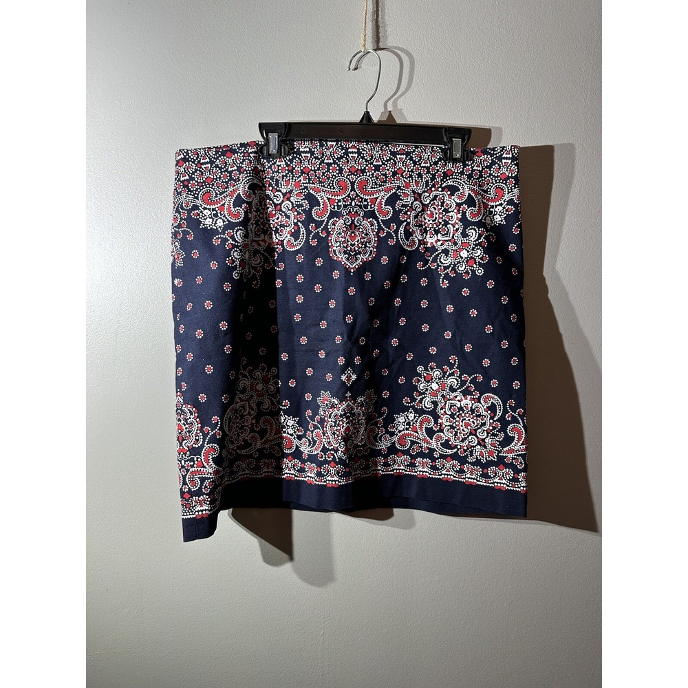 Talbots Women's Size 16 Red Blue White A-Line Knee Length Lined Side Zip Skirt‎
